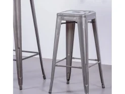 Hot Banqueta industrial empilhável em aço metalizado (76cm) - Bistro - Metal Banco