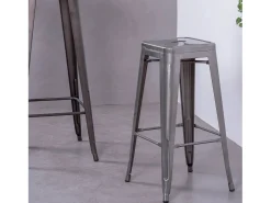 Hot Banqueta industrial empilhável em aço metalizado (76cm) - Bistro - Metal Banco