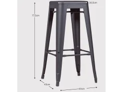 Hot Banqueta industrial empilhável em aço metalizado (76cm) - Bistro - Metal Banco