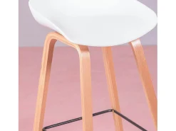 Banqueta nórdica com pernas em faia (63cm) - Daxer -*Nest Dream Outlet