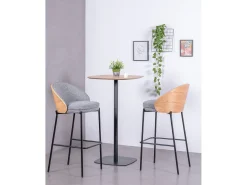 Banqueta nórdica em madeira de freixo e estofamento em algodão - Earth - Cinza*Nest Dream Hot