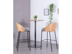 Banqueta nórdica em madeira de freixo e estofamento em algodão - Earth - Cinza*Nest Dream Hot