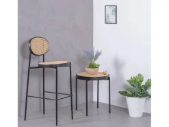 Banqueta vintage com design clássico em rattan natural - North -*Nest Dream New