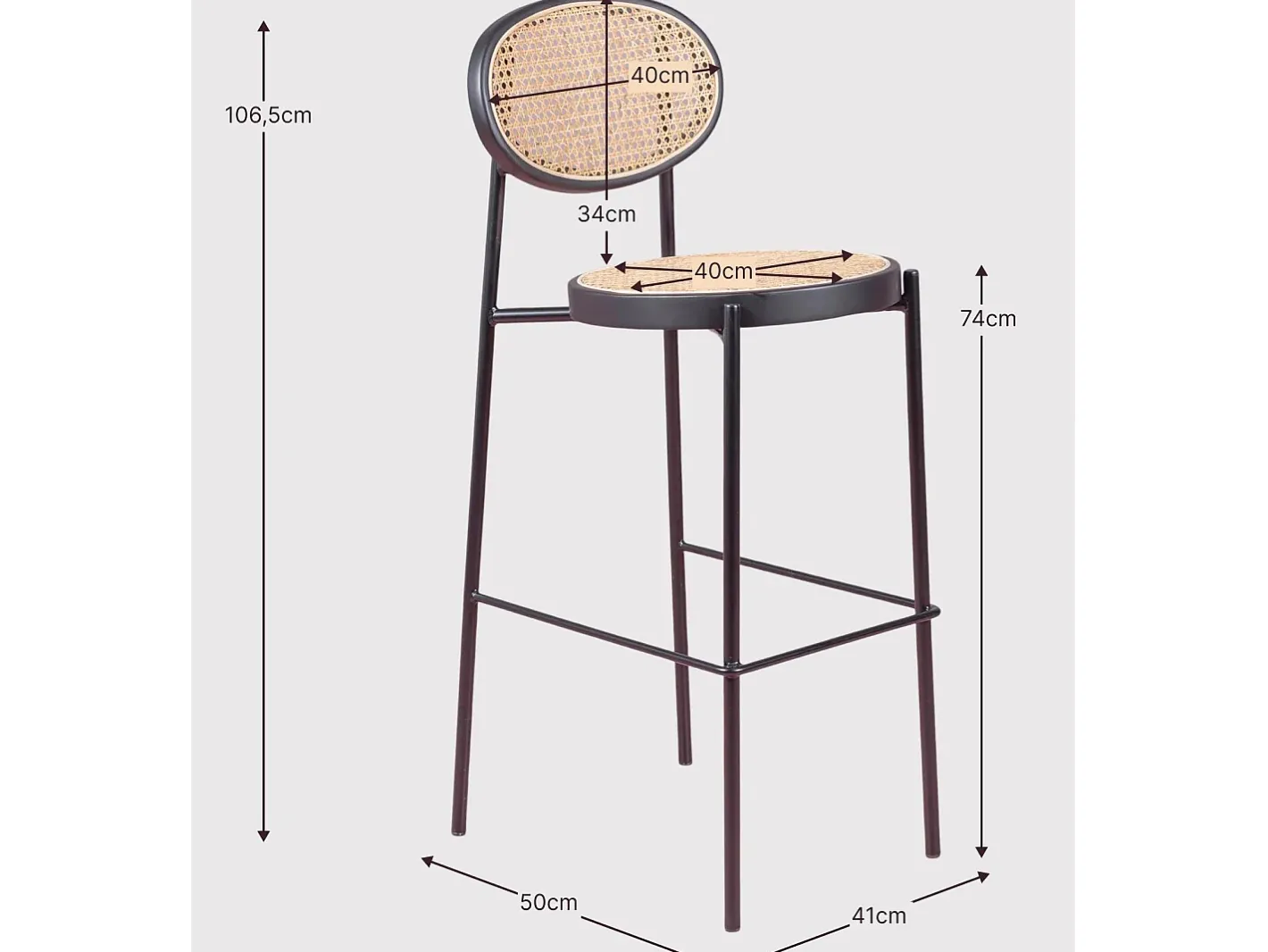 Banqueta vintage com design clássico em rattan natural - North -*Nest Dream New