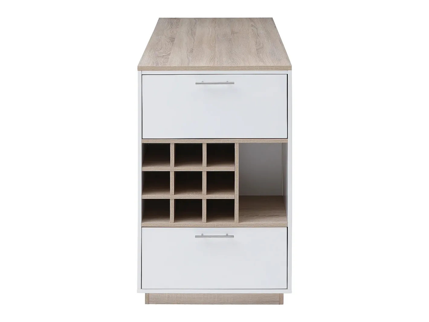 Bar com espaço para armazenamento - Branco e natural - ANOSKI*Vente-unique Online