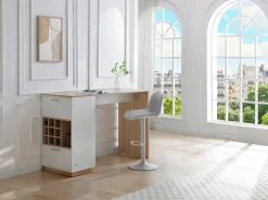 Bar com espaço para armazenamento - Branco e natural - ANOSKI*Vente-unique Online
