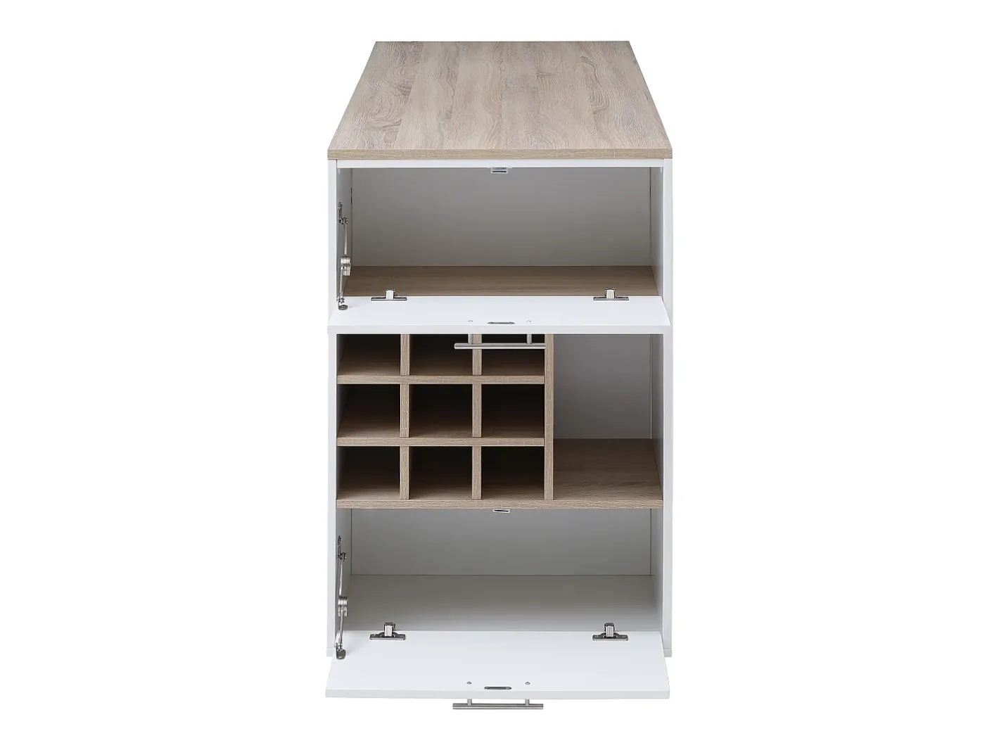 Bar com espaço para armazenamento - Branco e natural - ANOSKI*Vente-unique Online