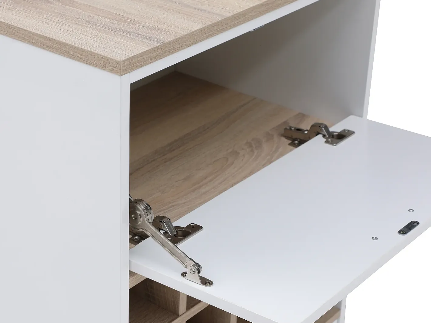 Bar com espaço para armazenamento - Branco e natural - ANOSKI*Vente-unique Online