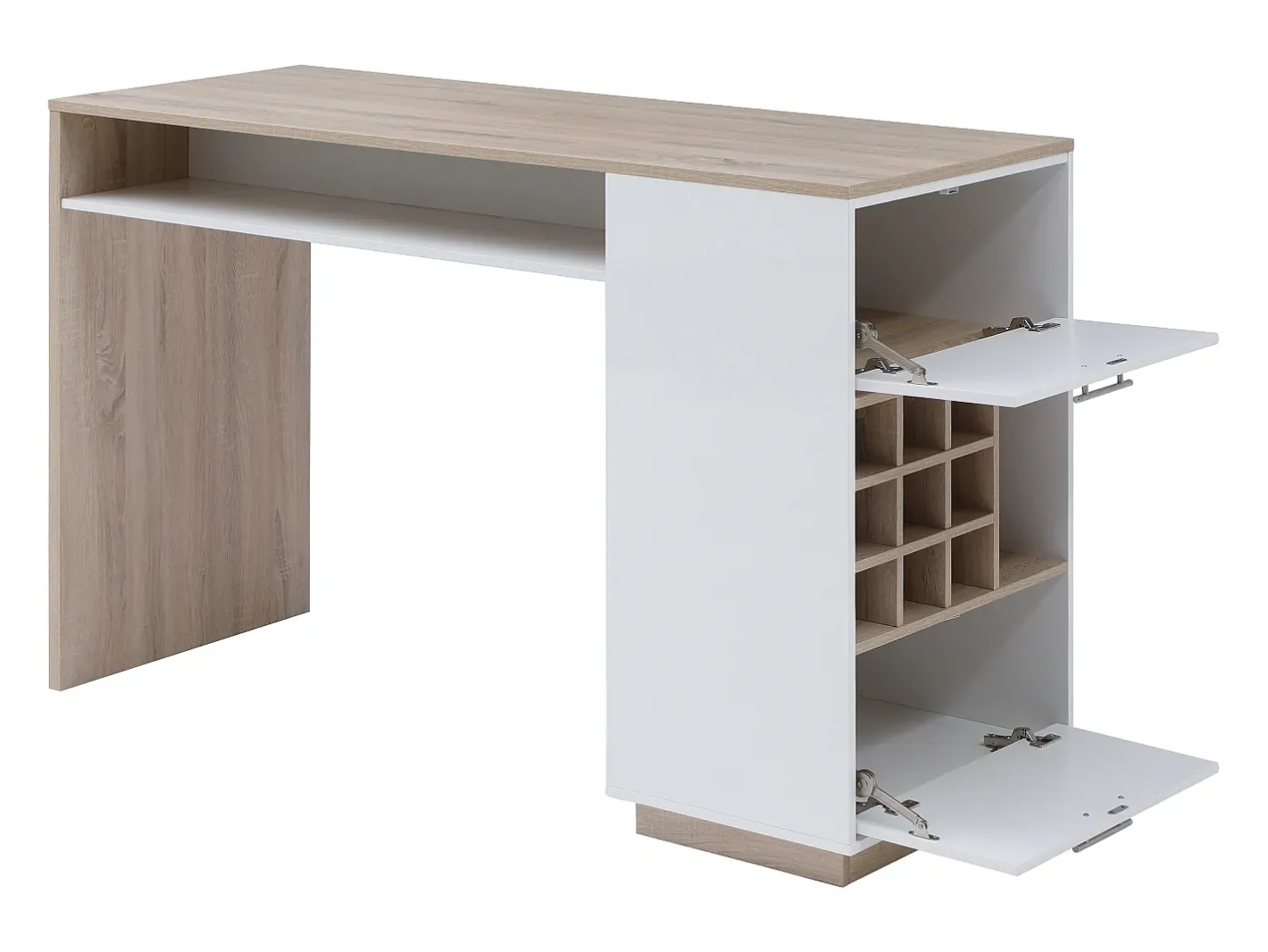 Bar com espaço para armazenamento - Branco e natural - ANOSKI*Vente-unique Online