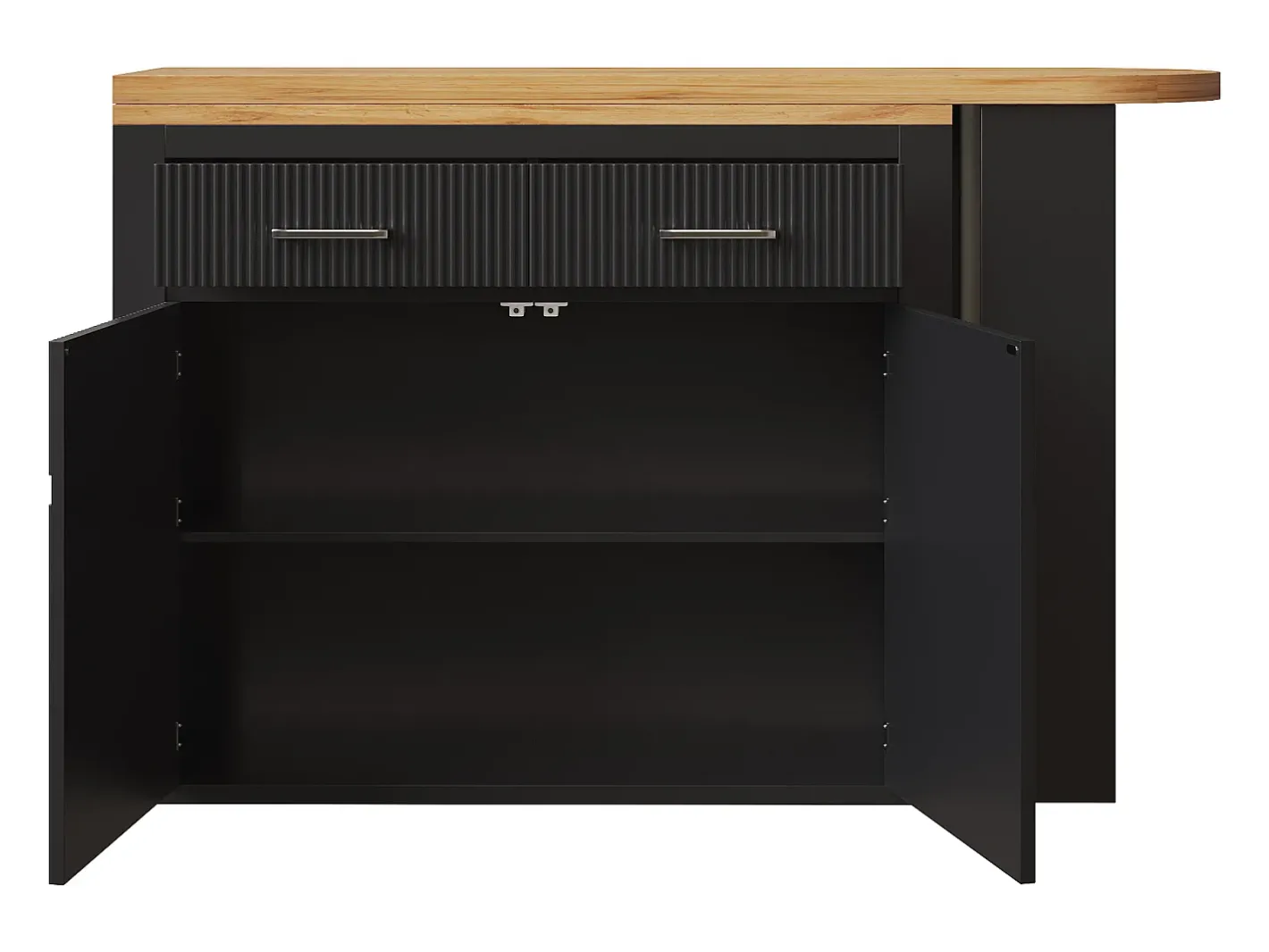 Bar extensível com 2 gavetas e 2 portas - Tampo extensível com rodízios - e madeira^Hauss Spole