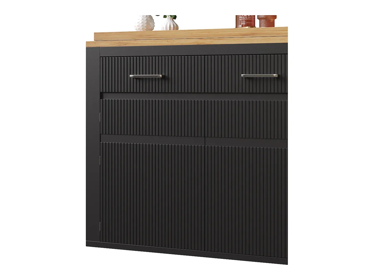 Bar extensível com 2 gavetas e 2 portas - Tampo extensível com rodízios - e madeira^Hauss Spole