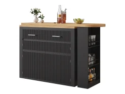 Bar extensível com 2 gavetas e 2 portas - Tampo extensível com rodízios - e madeira^Hauss Spole
