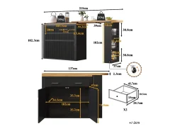 Bar extensível com 2 gavetas e 2 portas - Tampo extensível com rodízios - e madeira^Hauss Spole