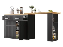 Bar extensível com 2 gavetas e 2 portas - Tampo extensível com rodízios - e madeira^Hauss Spole