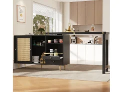 Bar giratório com 2 portas de correr em rattan e gaveta -^Hauss Spole Sale