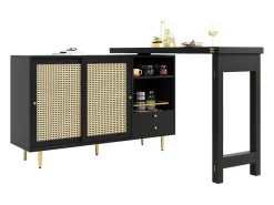 Bar giratório com 2 portas de correr em rattan e gaveta -^Hauss Spole Sale