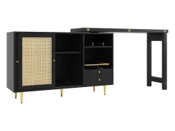 Bar giratório com 2 portas de correr em rattan e gaveta -^Hauss Spole Sale