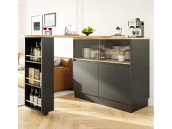 Bar giratório com espaço de arrumação - Madeira MDF e vidro - e bege claro^Hauss Spole