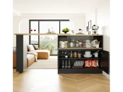 Bar giratório com espaço de arrumação - Madeira MDF e vidro - e bege claro^Hauss Spole