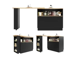 Bar giratório com espaço de arrumação - Madeira MDF e vidro - e bege claro^Hauss Spole