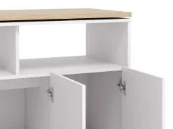 Bar giratório com espaço para armazenamento - Branco e Natural - VINALO*Vente-unique Outlet