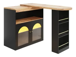 Best Bar giratório com iluminação LED e 2 portas de vidro - e bege claro Móvel De Bar