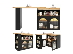 Best Bar giratório com iluminação LED e 2 portas de vidro - e bege claro Móvel De Bar