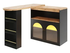 Best Bar giratório com iluminação LED e 2 portas de vidro - e bege claro Móvel De Bar