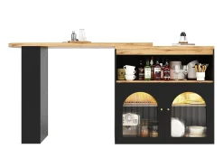 Best Bar giratório com iluminação LED e 2 portas de vidro - e bege claro Móvel De Bar