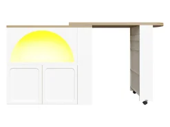Bar giratório com iluminação LED e 2 portas - Porta arqueada branca Móvel De Bar