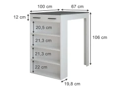 Vicco Móvel De Bar*Bartisch branco/antracite 67x100x106 repose Cinza antracite