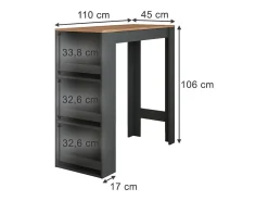 Bartisch carvalho antracite/goldkraft 45x110x106 repose Móvel De Bar