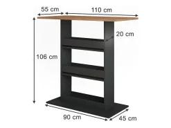 Vicco Móvel De Bar*Bartisch carvalho goldkraft/antracite 110x55x106 repose Natural escuro