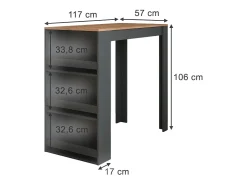 Bartisch carvalho goldkraft/antracite 57x117x106 repose*Vicco Discount