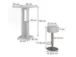 Vicco Móvel De Bar*Bartisch-Set 65x65x106 repose Branco