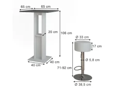 Bartisch-Set branco/antracite 65x65x106 repose Móvel De Bar