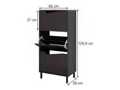 Vicco Móvel De Arrumação|Sapateira*Basculante de sapatos antracite/artesanal 60x38x129.5 marelle Preto