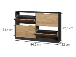 Basculante de sapatos carvalho antracite/goldkraft 116.6x22x72.5 luca^Vicco Online