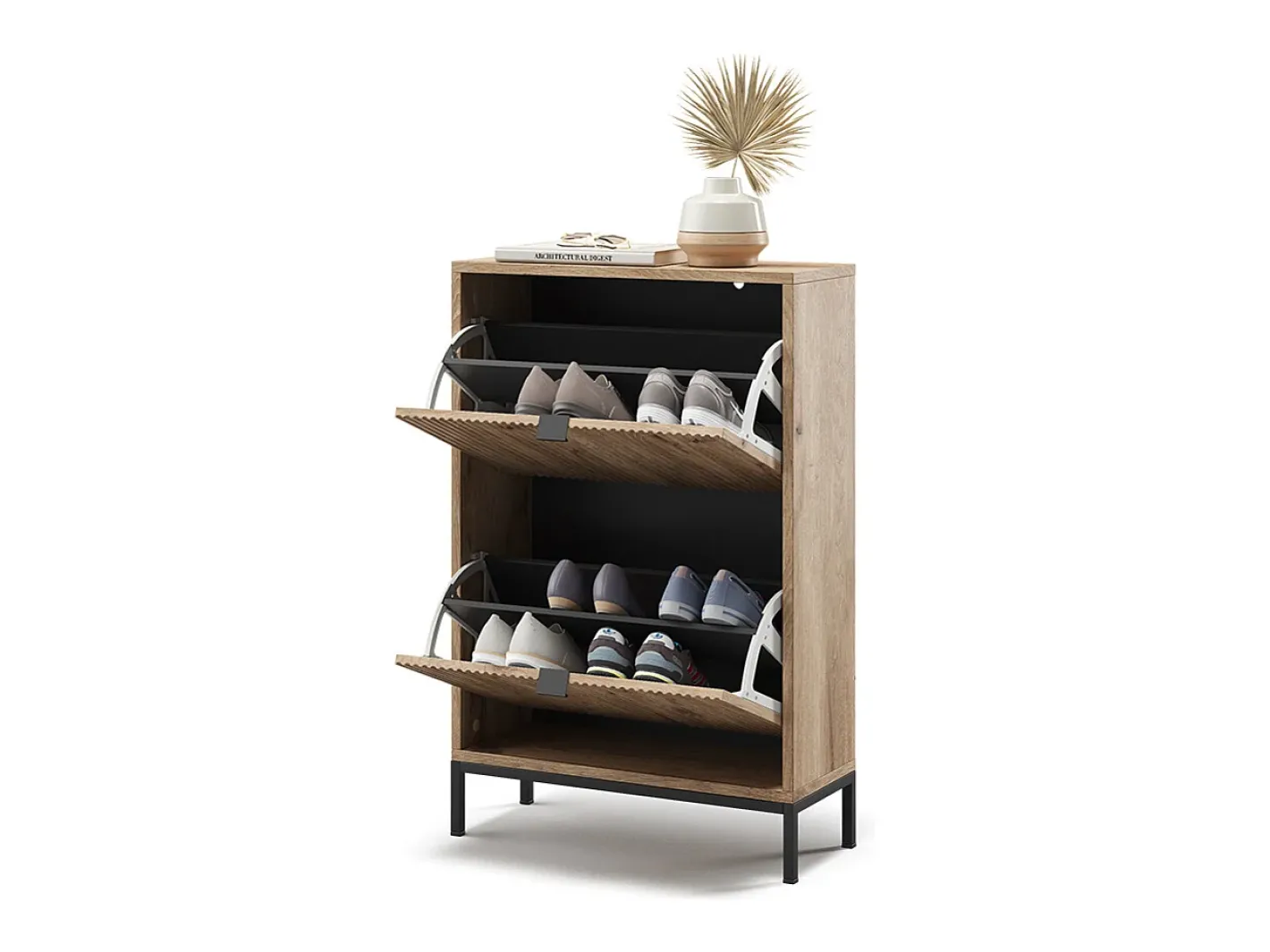 Vicco Móvel De Arrumação|Sapateira*Basculante de sapatos carvalho viking 60x24x92 eliza Natural escuro