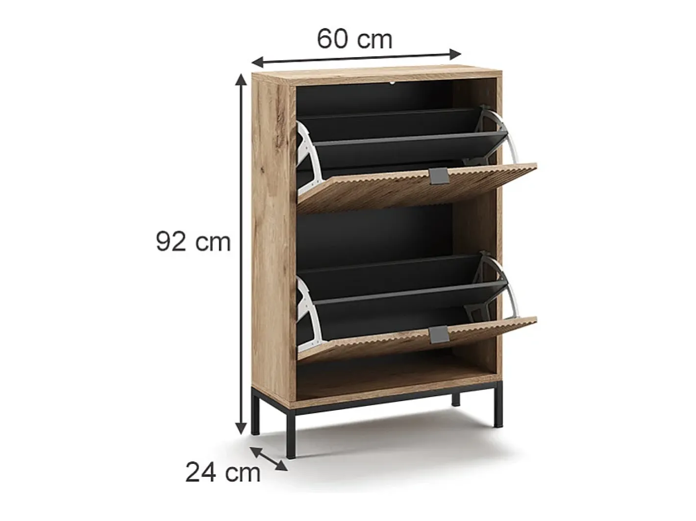 Vicco Móvel De Arrumação|Sapateira*Basculante de sapatos carvalho viking 60x24x92 eliza Natural escuro
