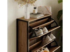 Vicco Móvel De Arrumação|Sapateira*Basculante de sapatos carvalho goldkraft/ 63x23.5x152.5 folda Preto