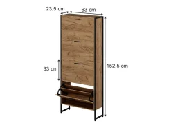 Vicco Móvel De Arrumação|Sapateira*Basculante de sapatos carvalho goldkraft/ 63x23.5x152.5 folda Preto