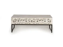 Base da mesa em madeira maciça e pés em metal antigo.*Giner y colomer Online