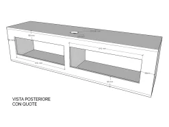 Base TV de aba com prensa-cabo L.153.6 H.40 D.39.2 com pés Nature Oak^ITAMOBY New