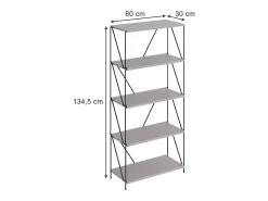 Vicco Prateleira*Bücherregal cinza-bege/preto 60x30x134.5 ravix Cinzento