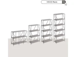Vicco Prateleira*Bücherregal cinza-bege/preto 60x30x134.5 ravix Cinzento