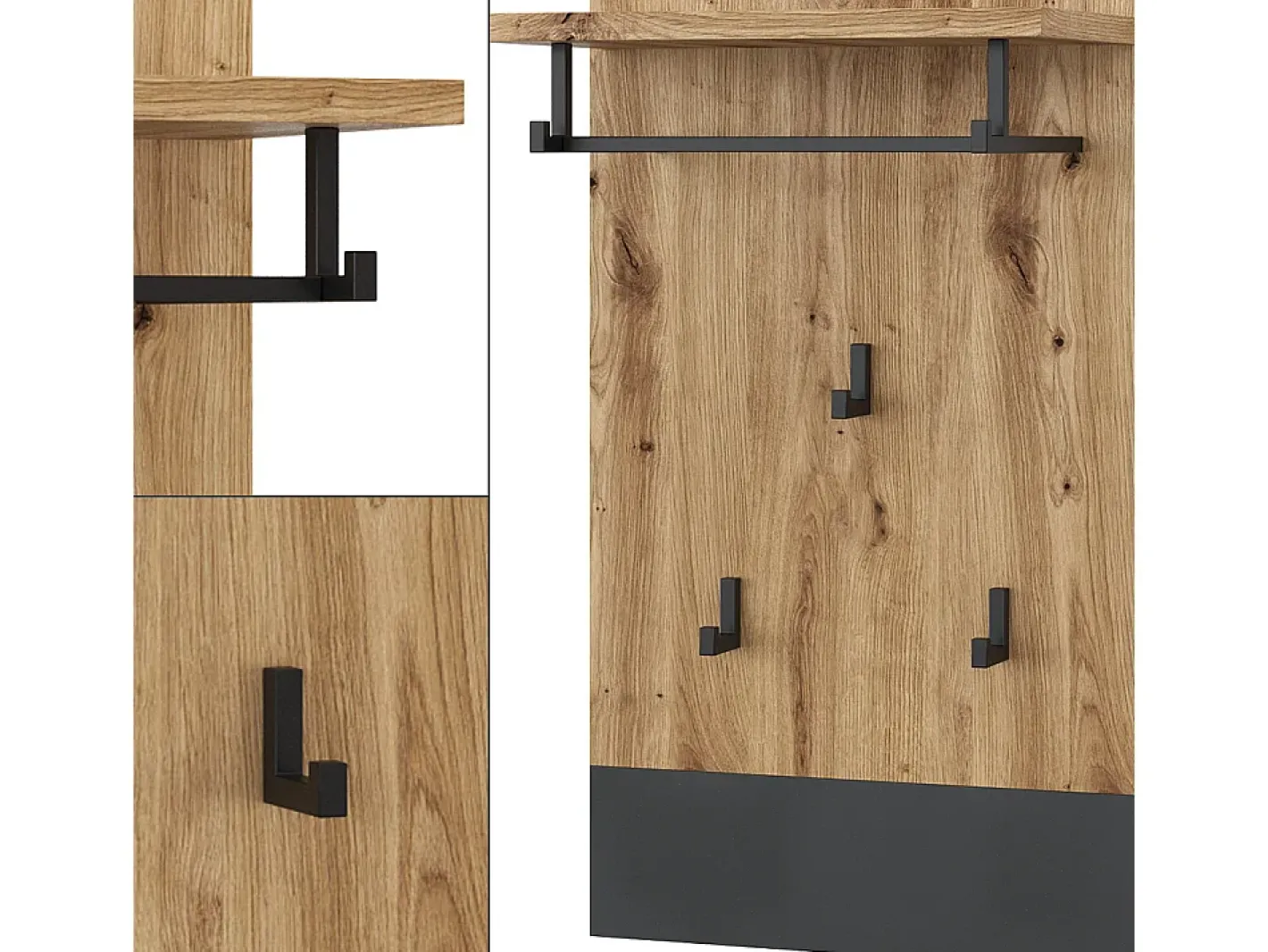 Bengaleiro de parede antracite 44x25.6x83 selena*Vicco Discount