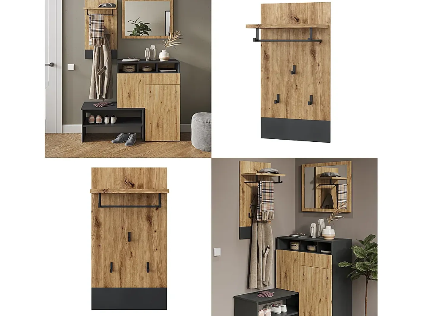 Bengaleiro de parede antracite 44x25.6x83 selena*Vicco Discount