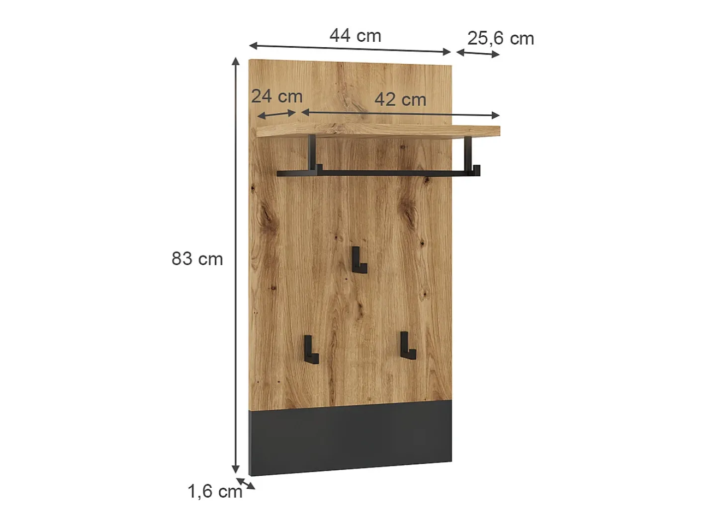 Bengaleiro de parede antracite 44x25.6x83 selena*Vicco Discount