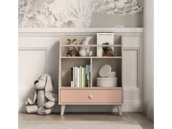 Petits-Meubles Biblioteca*Biblioteca 1 gaveta Alycia - rosa coral - efeito madeira 90cm Bege